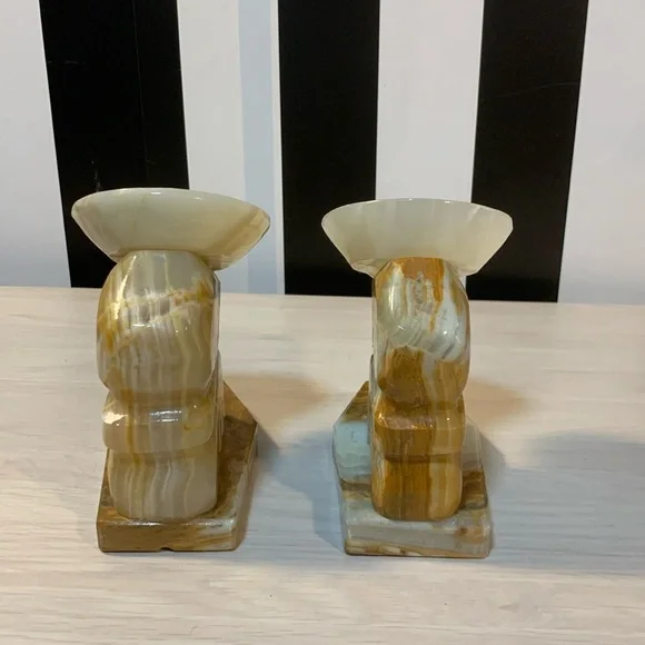 Solid Carved Stone/Rock Sleeping Man in Sombrero Book Ends Vintage Home Decor - Picture 11 of 17